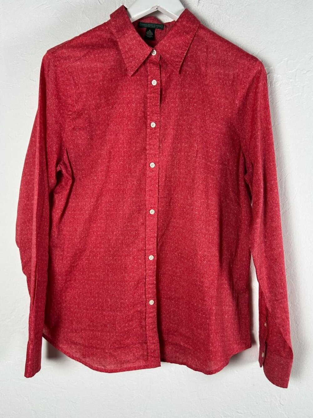 Lauren Jeans Co. Ralph Lauren Womens Red Button-Up Long Sleeve Shirt XL Cotton